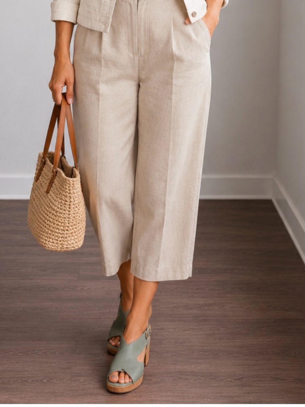 Clarks Green Crisscross Slingback Wedge Sandals